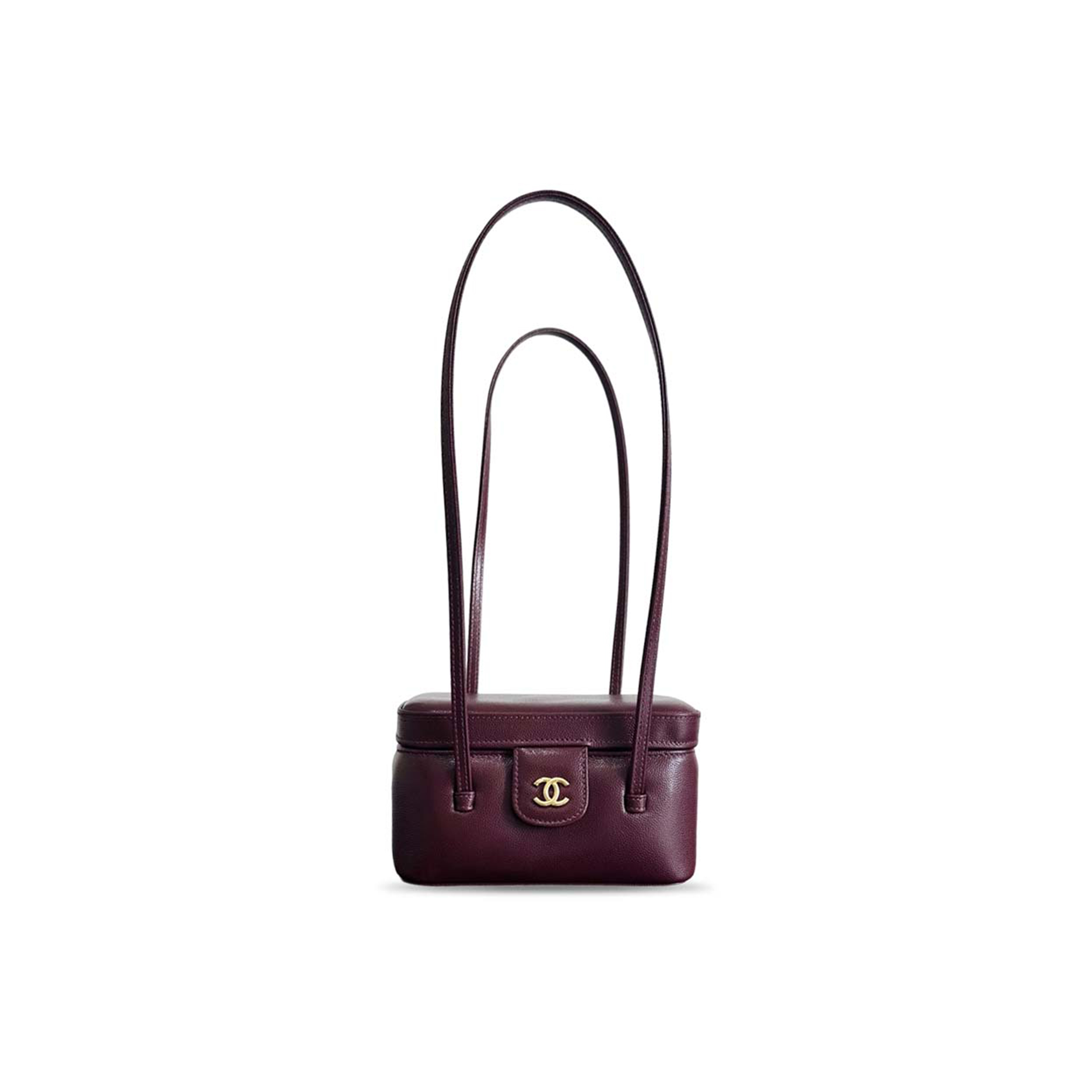 CHANEL SHINY CAVIAR PREPPY COCO LONG VANITY WITH STRAP (17*10*8cm)